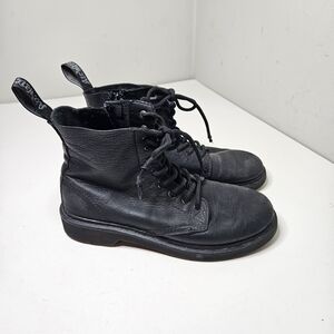 Dr. Martens Pascal Moto J Combat Boots Black Leather Kids 4 Women's 5 Motorcycle